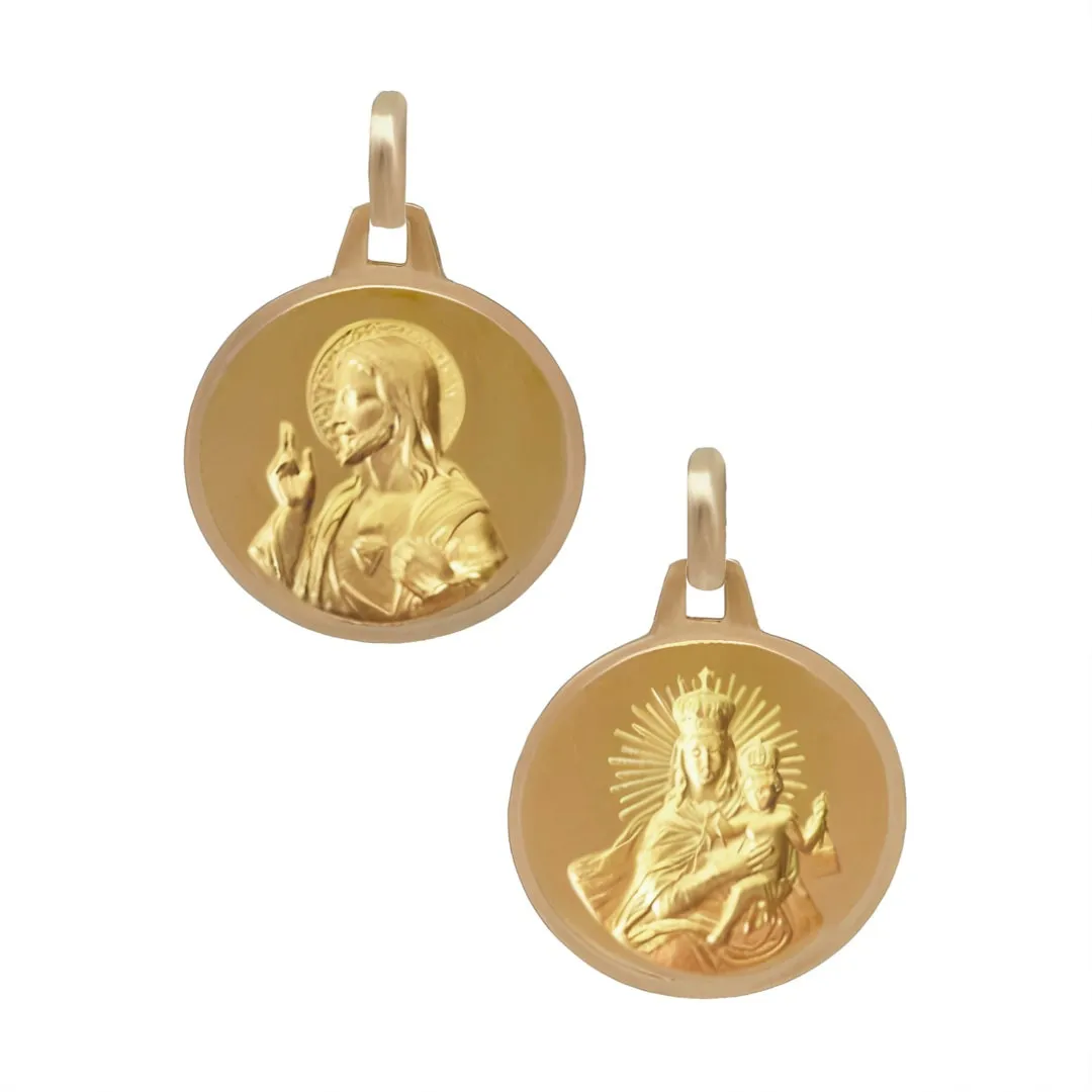 Medallas de comunión en oro 18k: símbolo de fe y elegancia para este día único Medalla de oro 18k Escapulario Virgen del Carmen y Sagrado Corazón 036_25M24