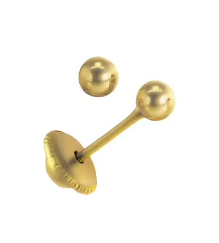pendientes de oro bolas de 3mm para bebe toma lateral