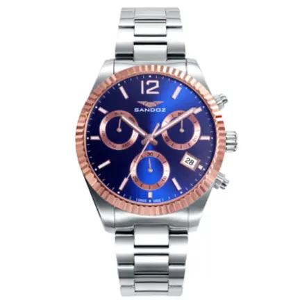 Reloj cronógrafo Sandoz acero bisel chapado 81527-35