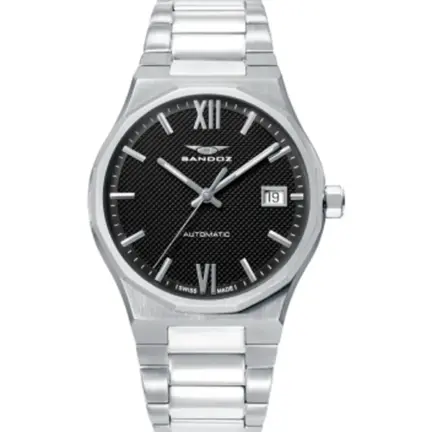 Reloj Sandoz en acero esfera negra 83011-57