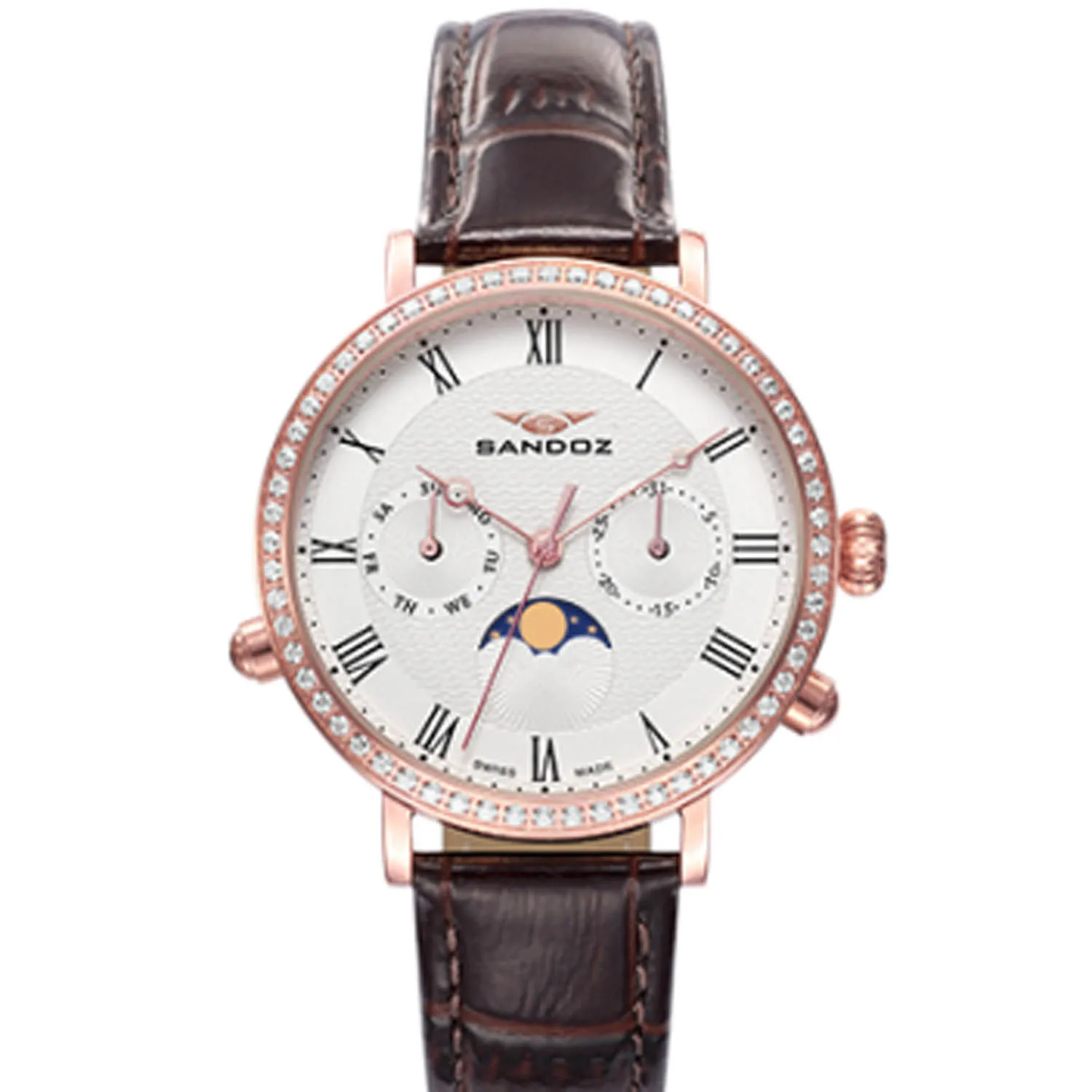 Reloj Sandoz mujer acero chapado y piel 81344-92