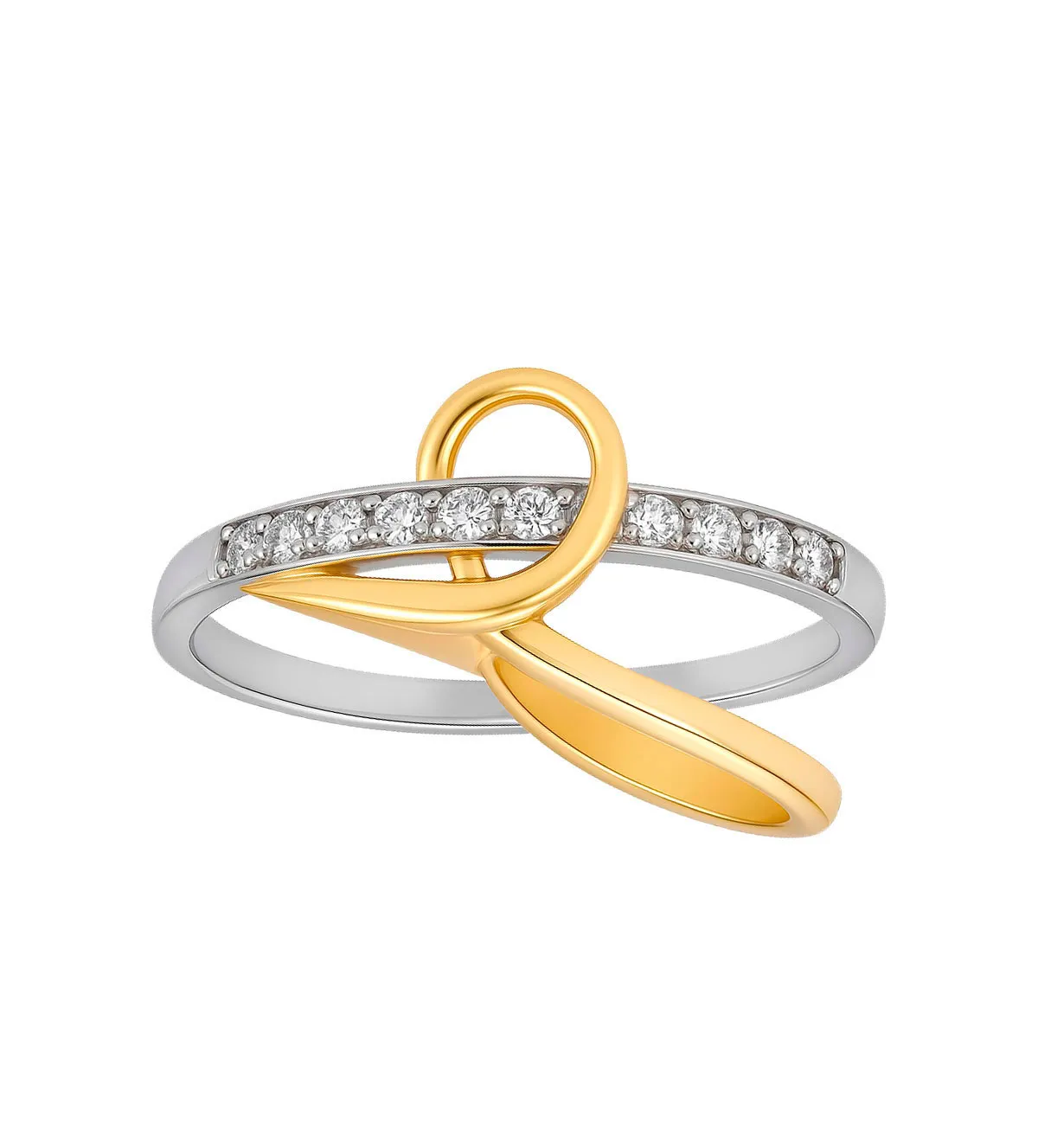 anillo de oro bicolor 18k con diamantes vista frontal 150_A-116