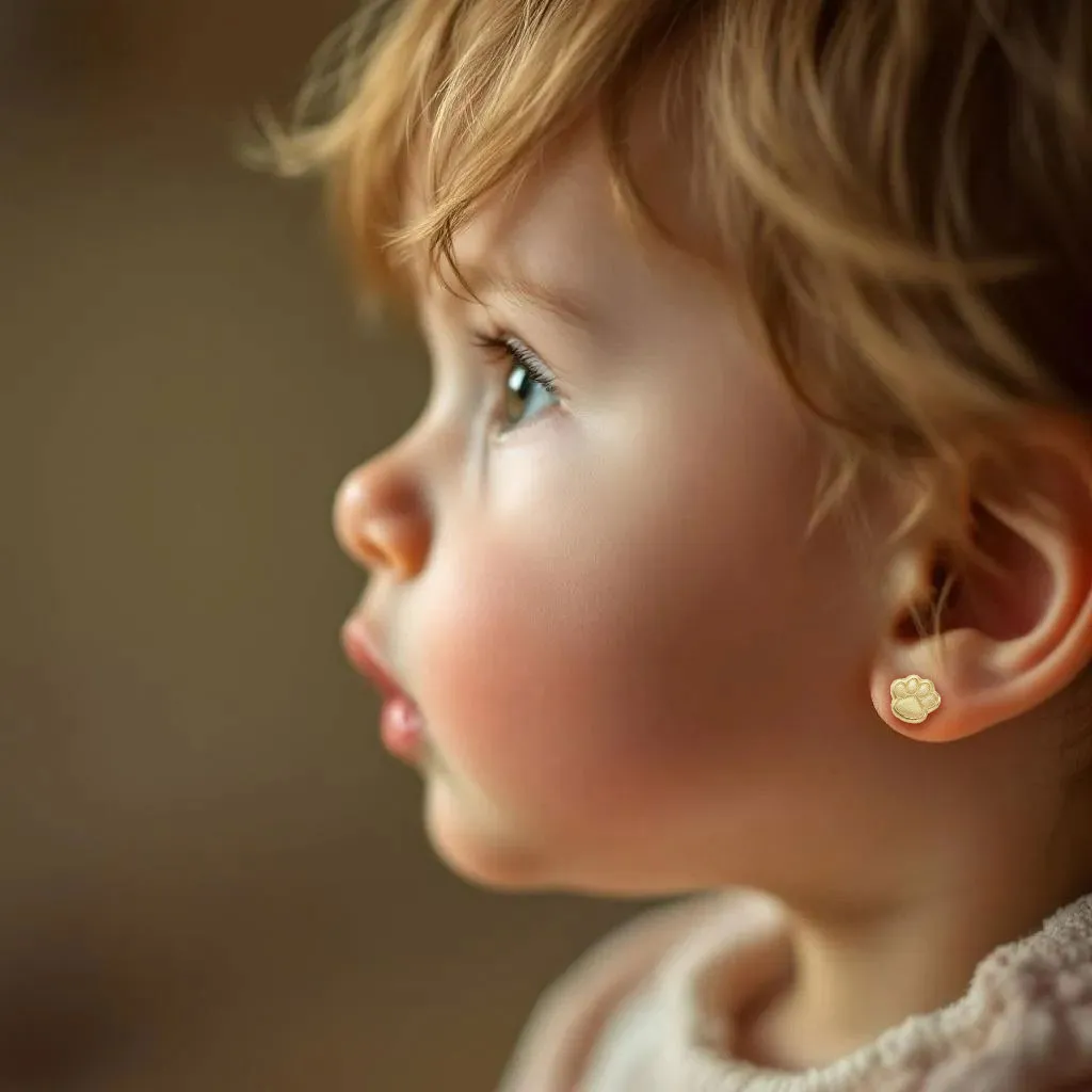 Pendientes de bebe oro 18k huella de perro 323_21374 pendientes de bebe oro 18 ktes huella de perro sin piedras sistema tornillo