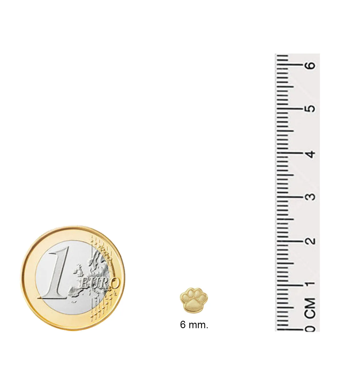 Pendientes de bebe oro 18k huella de perro 323_21374 pendientes de bebe oro 18 ktes huella de perro sin piedras sistema tornillo toma con medidas