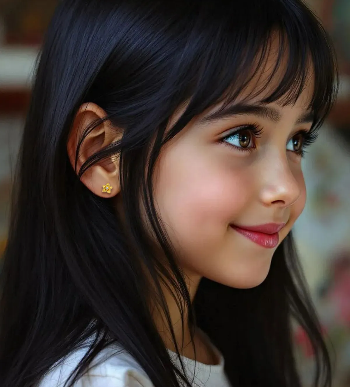 Pendientes de bebe oro 18k forma flor 323_22384 pendientes-de-bebe-oro-amarillo-18k-323_22384 modelo niña