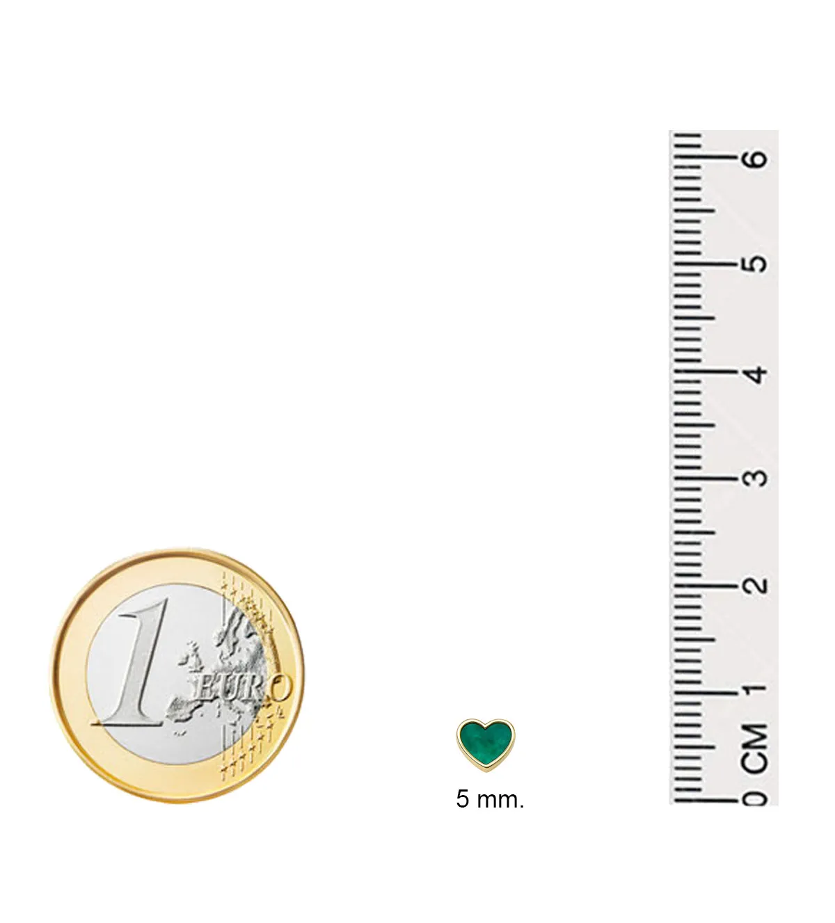 Pendientes de bebe oro 18k y malaquita 323_23105 pendientes de bebe oro 18 ktes y malaquita forma de corazon para bebe o ninas foto con medidas