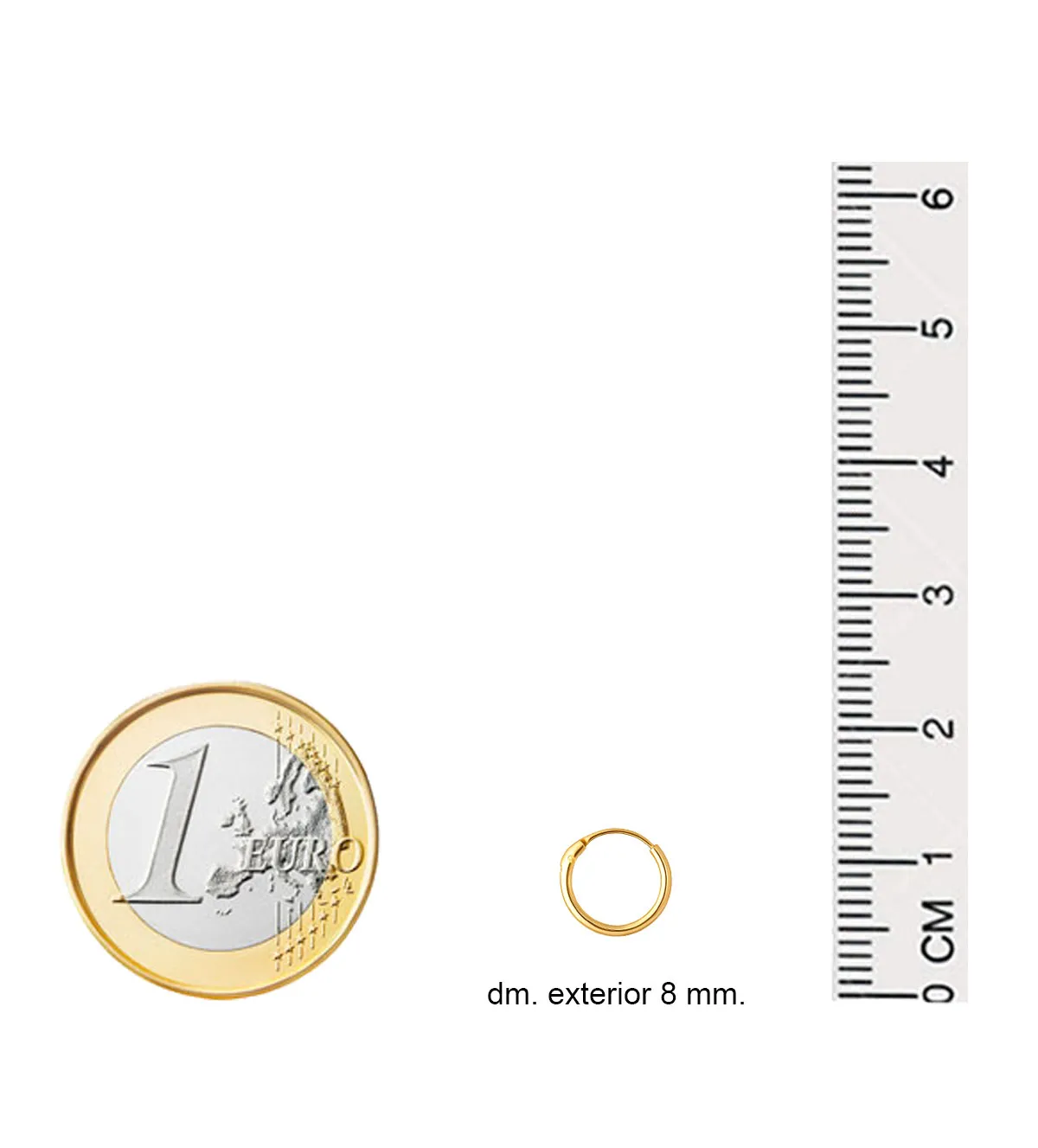 Pendientes de bebé abridores oro 18k 323_21749 pendientes de bebe abridores de 8 mm. oro 18 ktes medidas