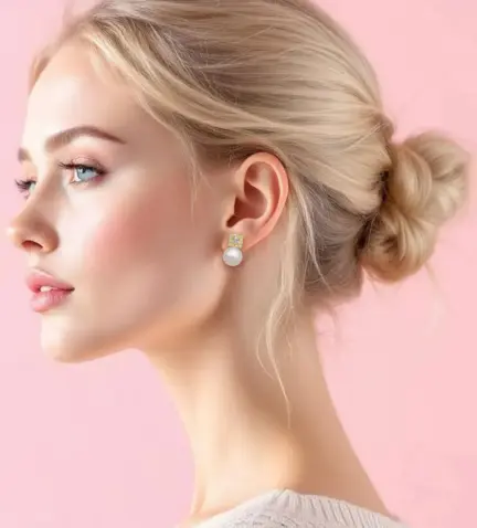 pendientes-de-plata-chapada-y-perla-cultivada-136_A31460CH modelo mujer