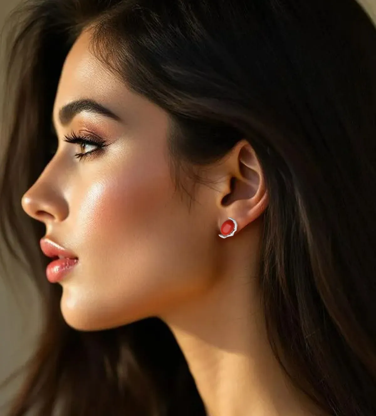 Pendientes de plata diseño tribal 136_JFH25003 pendientes-de-plata-y-pasta-roja-136_JFH25003 modelo