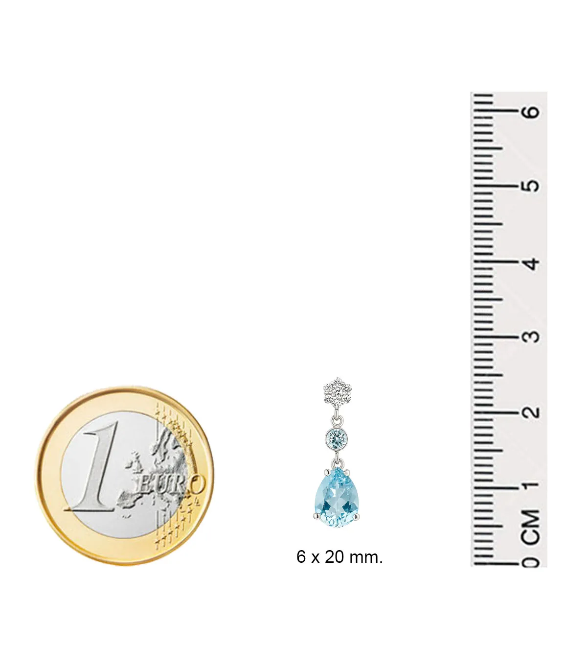 Pendientes de oro blanco 18k con topacios y brillantes 323_2496 pendientes de oro blanco 18k con topacios azules y brillantes toma con medidas