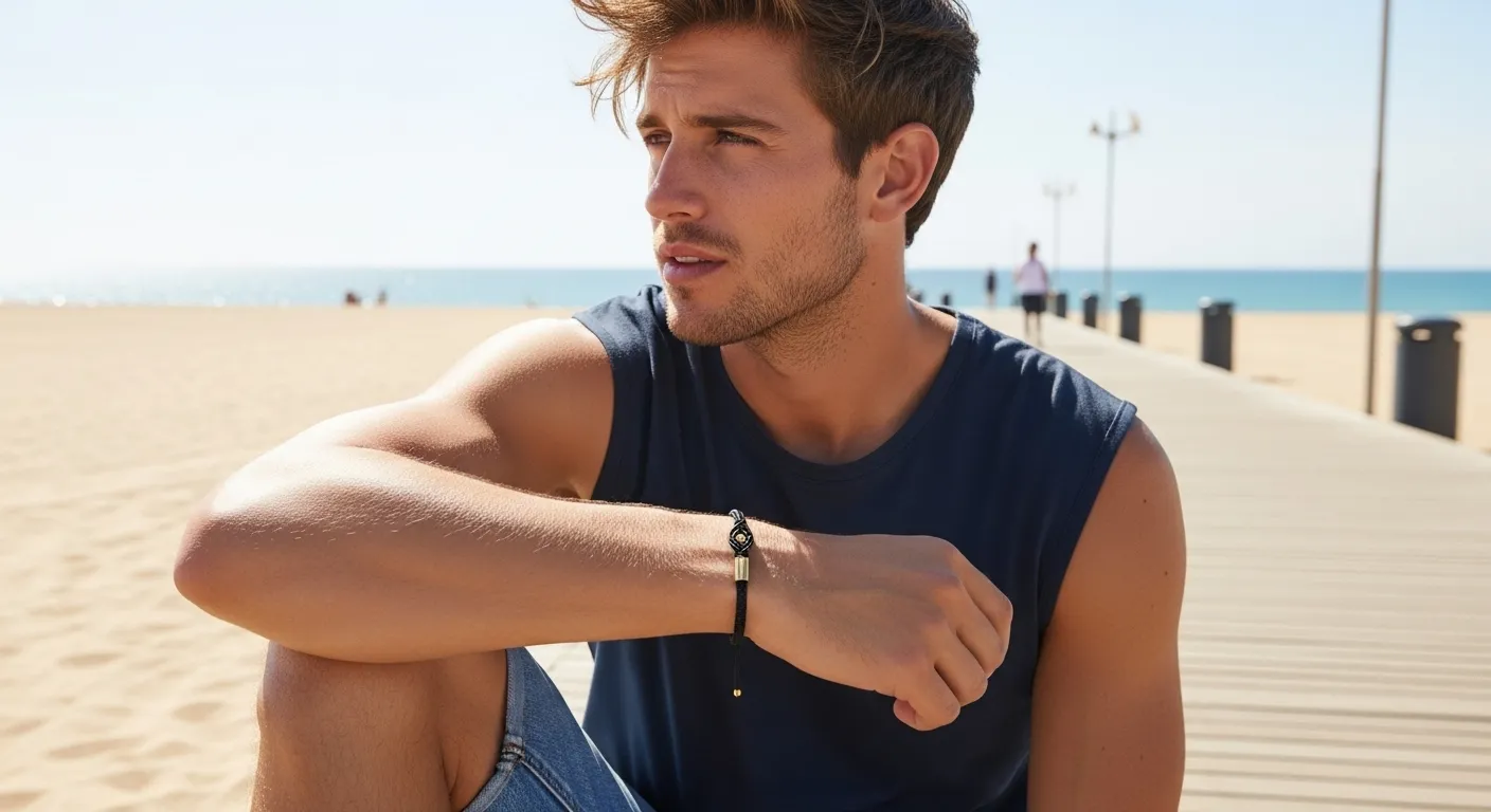 Pulsera tipo macramé para hombre: 5 razones por las que el oro eleva tu estilo Pulsera tipo macrame para hombre4