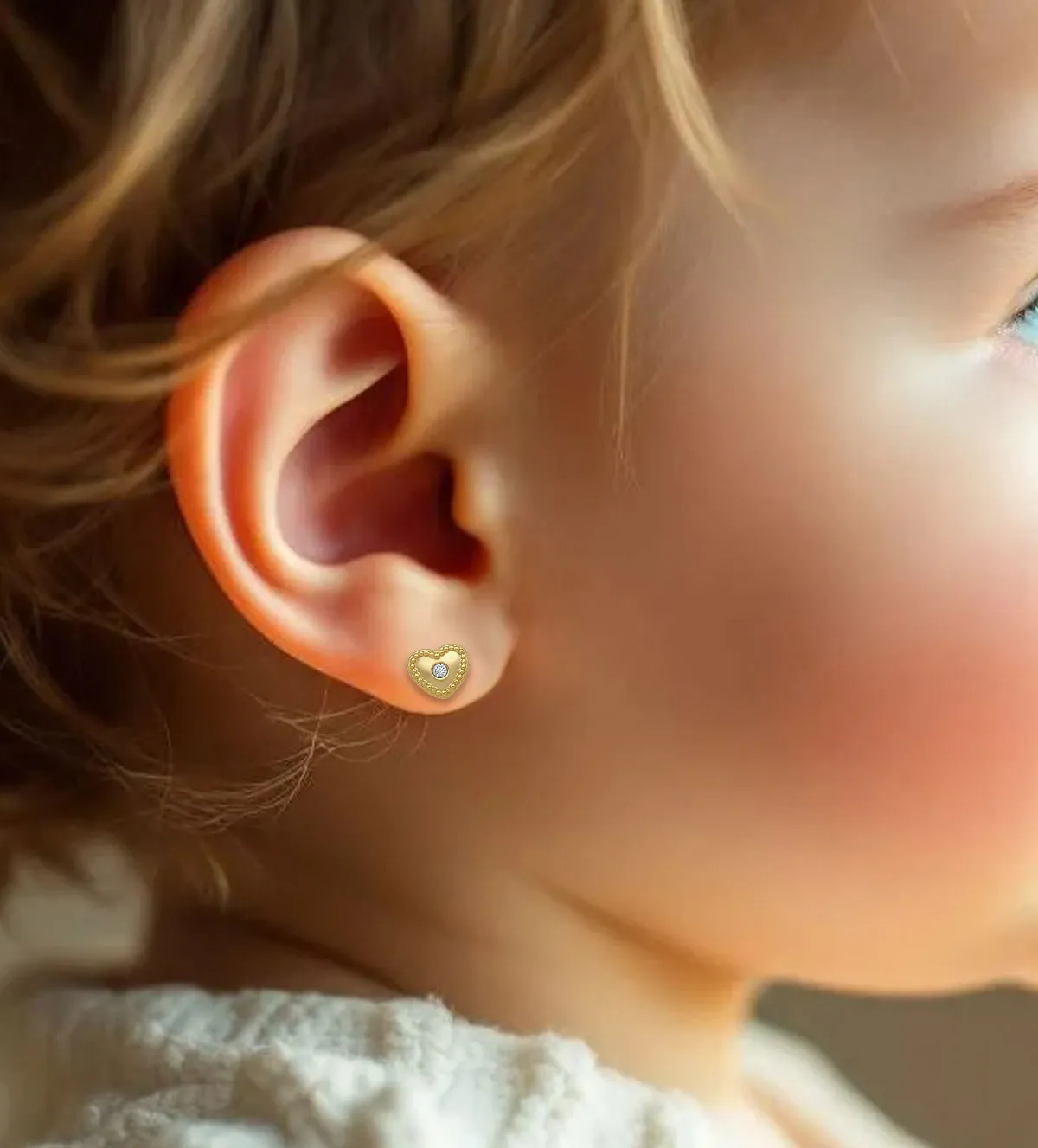 Pendientes de bebé oro 18K corazones 243_613-00278 pendientes de bebe corazones 243_613-00278 modelo