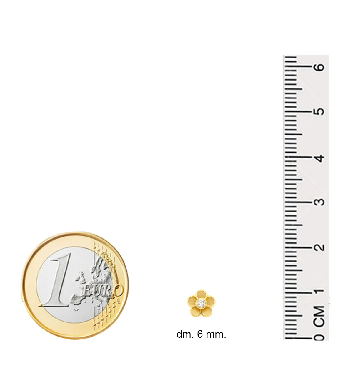 Pendientes de bebé oro 18K flor con circón 243_613-00136 pendientes de oro bebe 243_613-00136 medidas