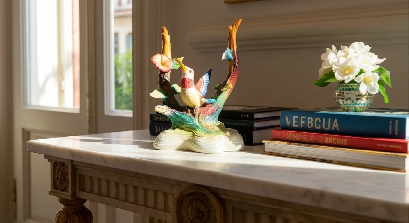 Colibri Rojo en porcelana Nuevo Buen Retiro color movimiento y delicadeza6