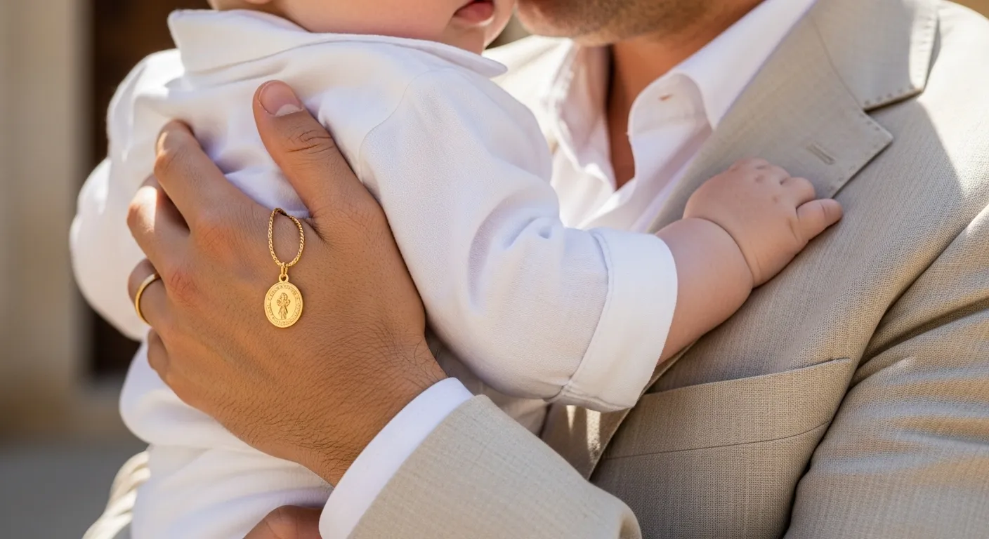 Medallas religiosas de bautizo en oro 18k: un amuleto eterno para el primer día especial Medallas religiosas de bautizo en oro 18k un amuleto eterno para el primer dia especial3