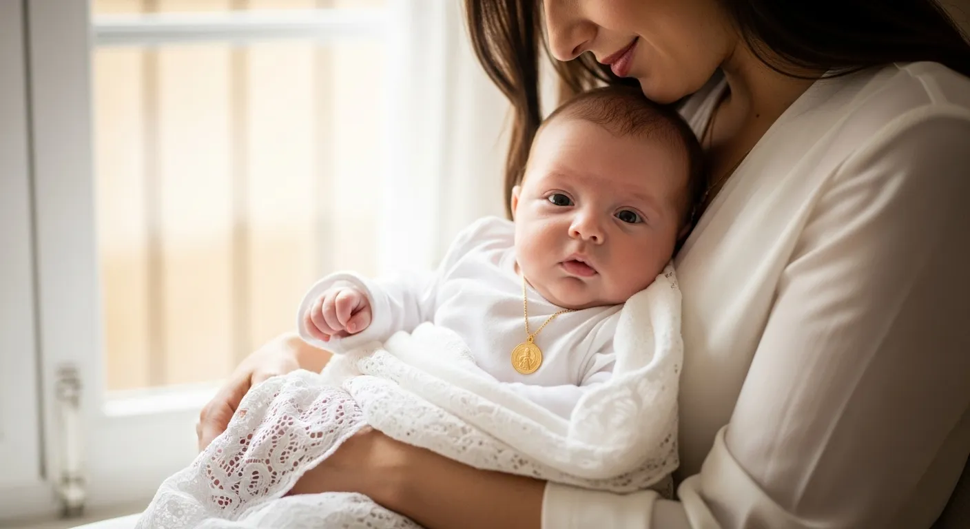 Medallas religiosas de bautizo en oro 18k: un amuleto eterno para el primer día especial Medallas religiosas de bautizo en oro 18k un amuleto eterno para el primer dia especial4