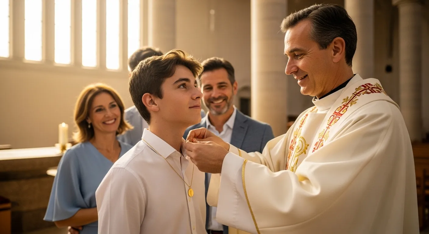 Medallas religiosas de confirmacion en oro 18k la fuerza espiritual hecha joya6