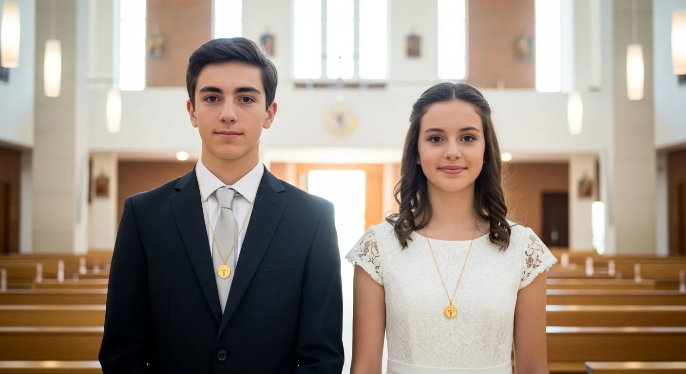 Medallas religiosas de confirmacion en oro 18k la fuerza espiritual hecha joya8