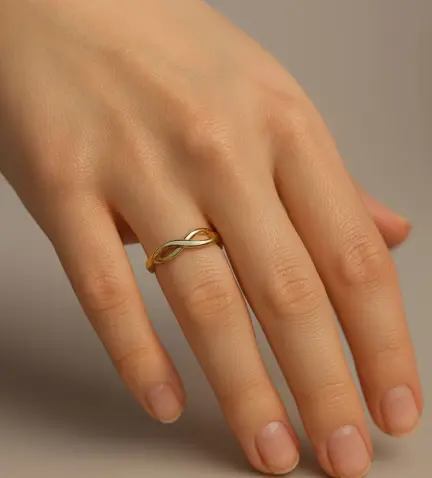 anillo de oro bicolor 18k trenza 243 177 01774 10