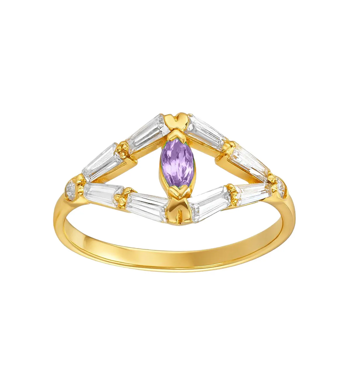 Anillos de piedra luna y amatista: 2 gemas con poder que marcan septiembre Anillo de oro 18K con circones 139_0054-S - 10, Amatista