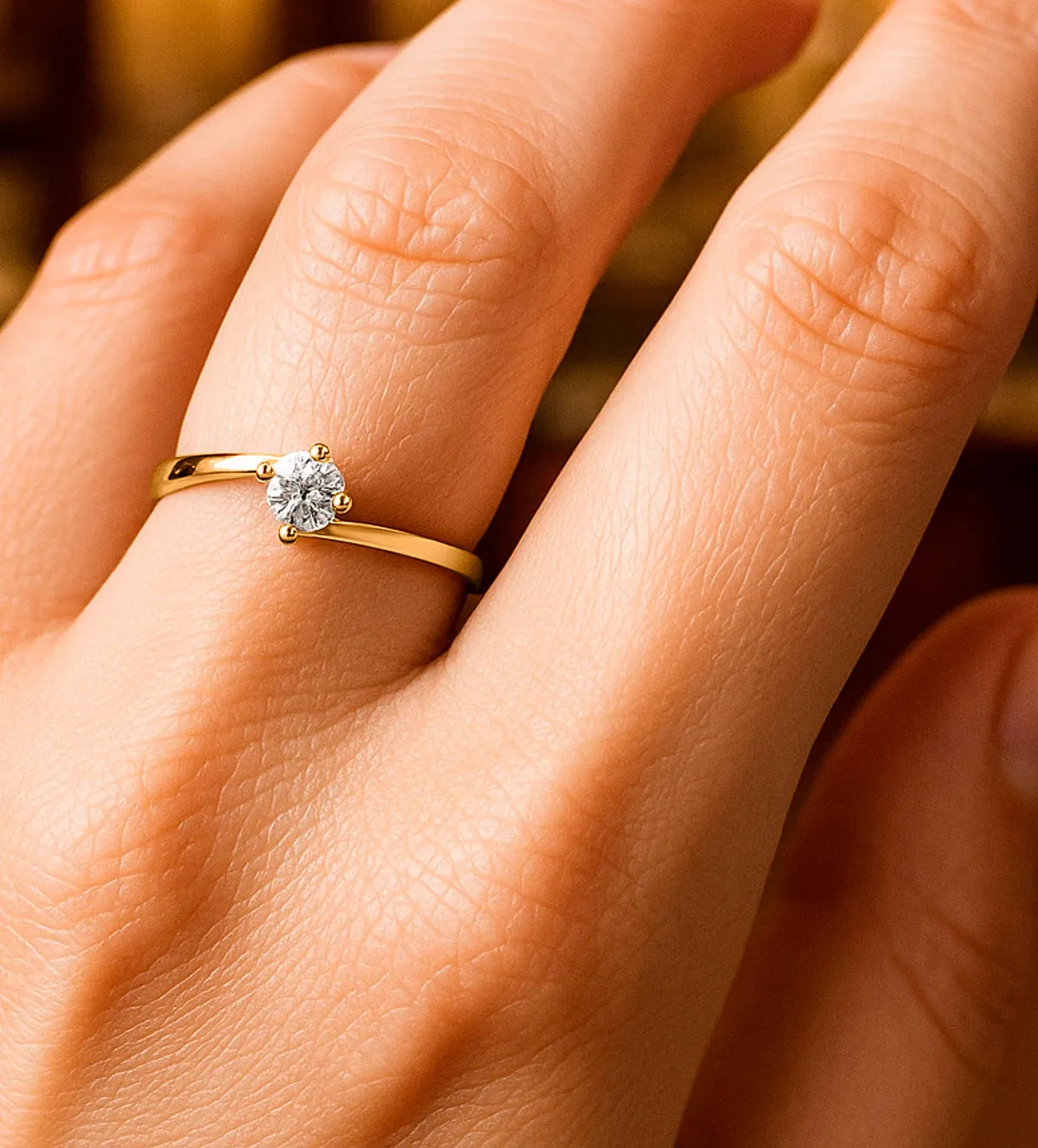 Anillo de Compromiso oro amarillo 18k con diamante natural 601_1237 anillo-de-compromiso-oro-amarillo-18-ktes-con-brillante-601_1237 modelo mano