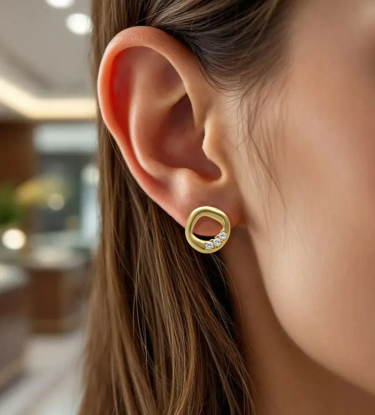 Pendientes de plata con circones 266_0111117 pendientes-de-plata-chapada-266_0111117-2-1-13MM_10 modelo mujer