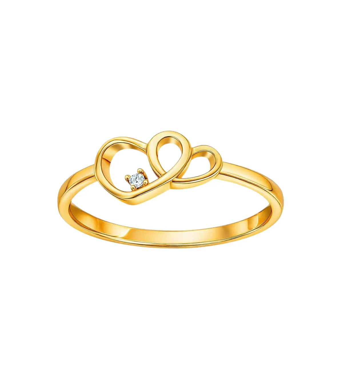 Anillo de oro dos corazones con circón 243_177-02232 anillo de oro 18k con circon 243_177-02232