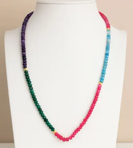 collar de cuarzos de colores con entrepiezas de plata chapada 266_0410996-2-1