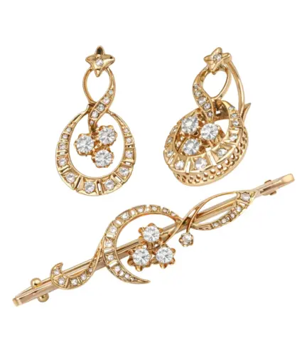 conjunto de broche y pendientes joyeria antigua 036_BB_25J2