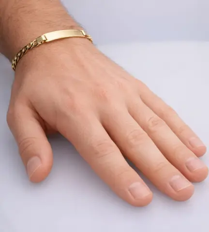 pulsera de oro cadena con chapa para grabar 323_PU-78_10