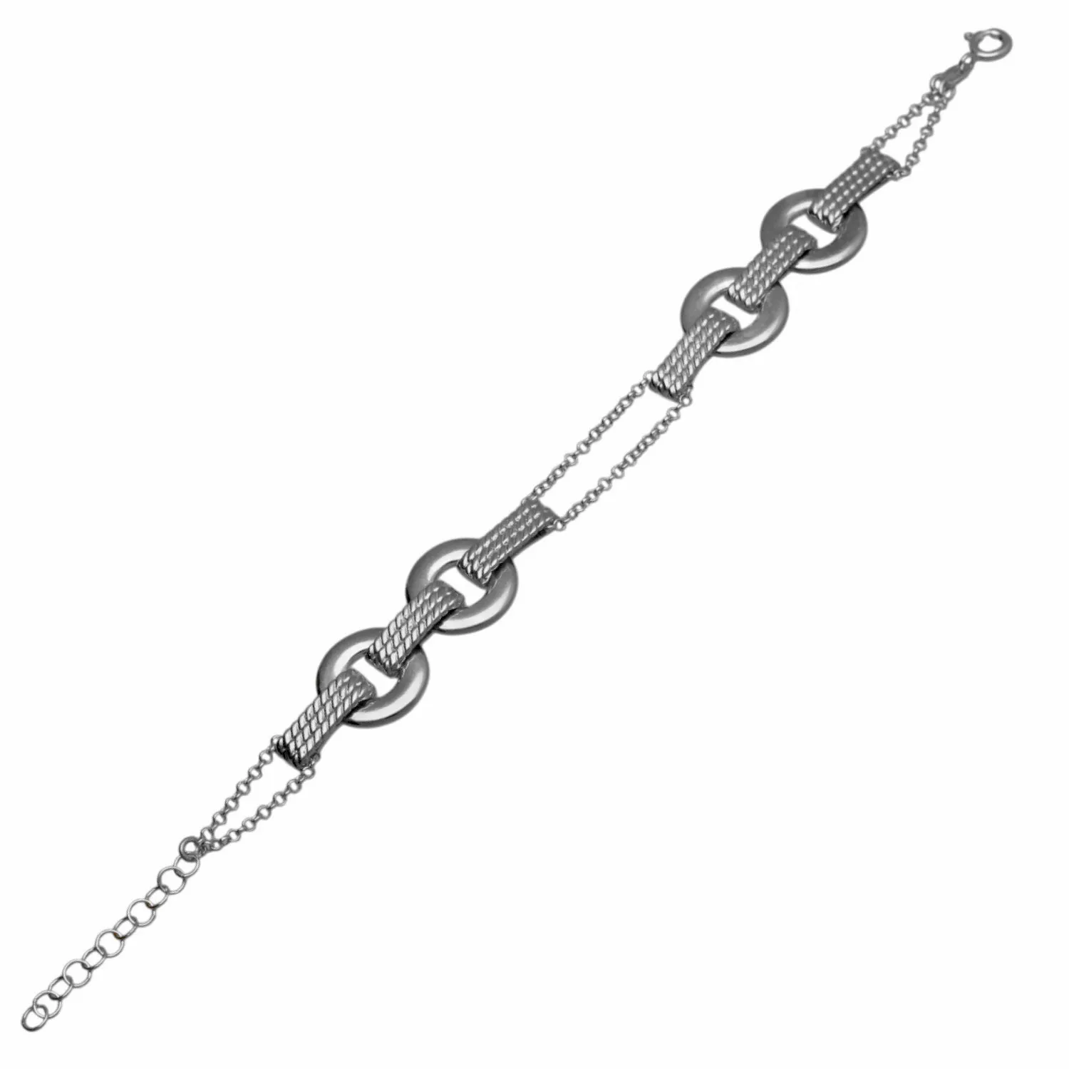 Pulsera de plata cadenas con círculos y gallones 266_0411070 pulsera de plata 266_0411070-1-1