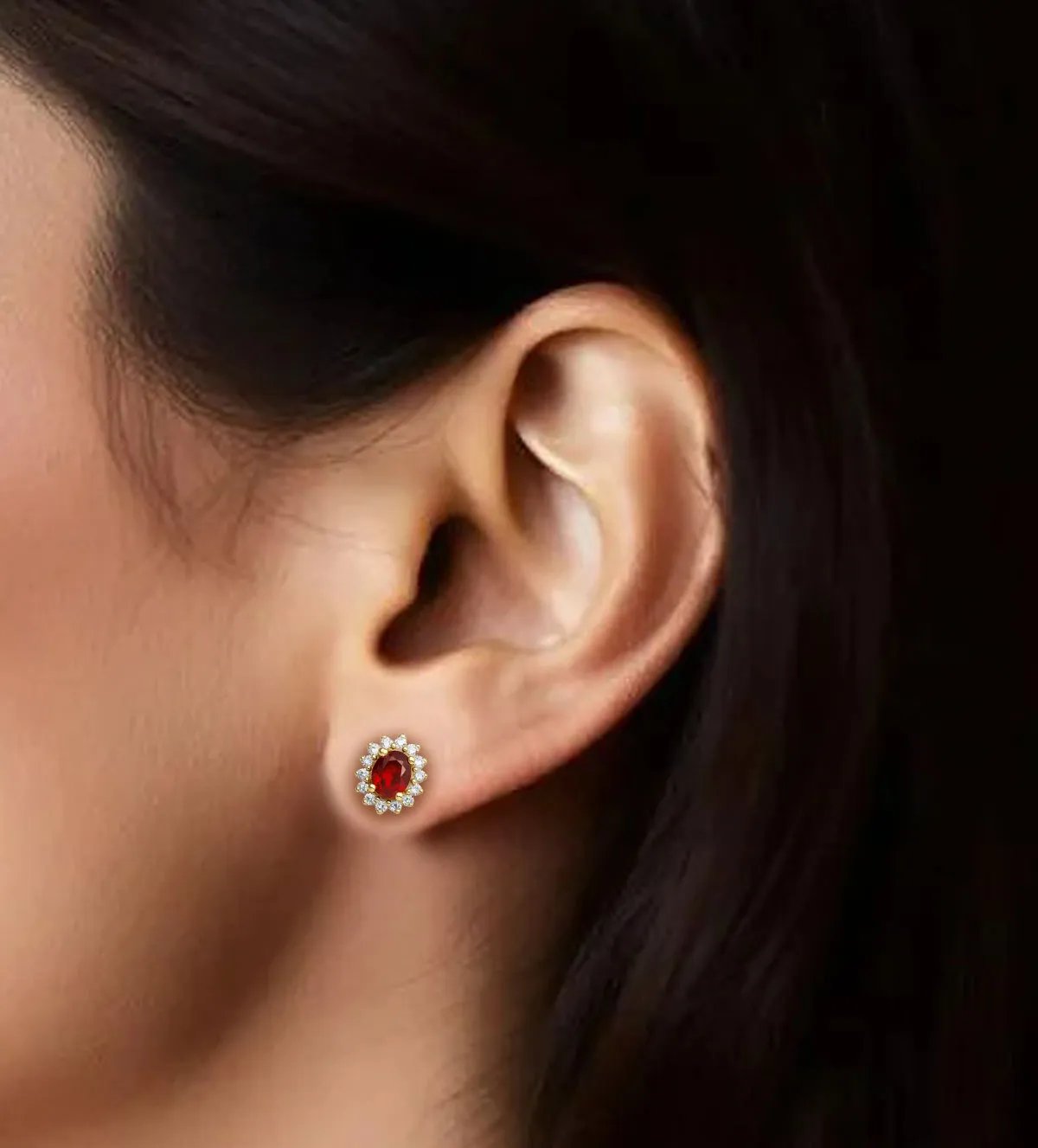 Pendientes de oro 18k con piedra preciosa orlada de brillantes 243_376-0055X pendientes de oro ley 18k con rubi y brillantes 243_376-00552_10